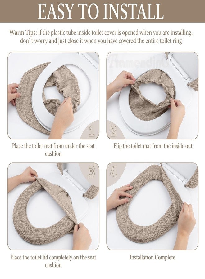 Framendino, Camel Toilet Lid Cover and Toilet Seat Covers Set With Elastic Bottom for Bathroom Decor - Image 5
